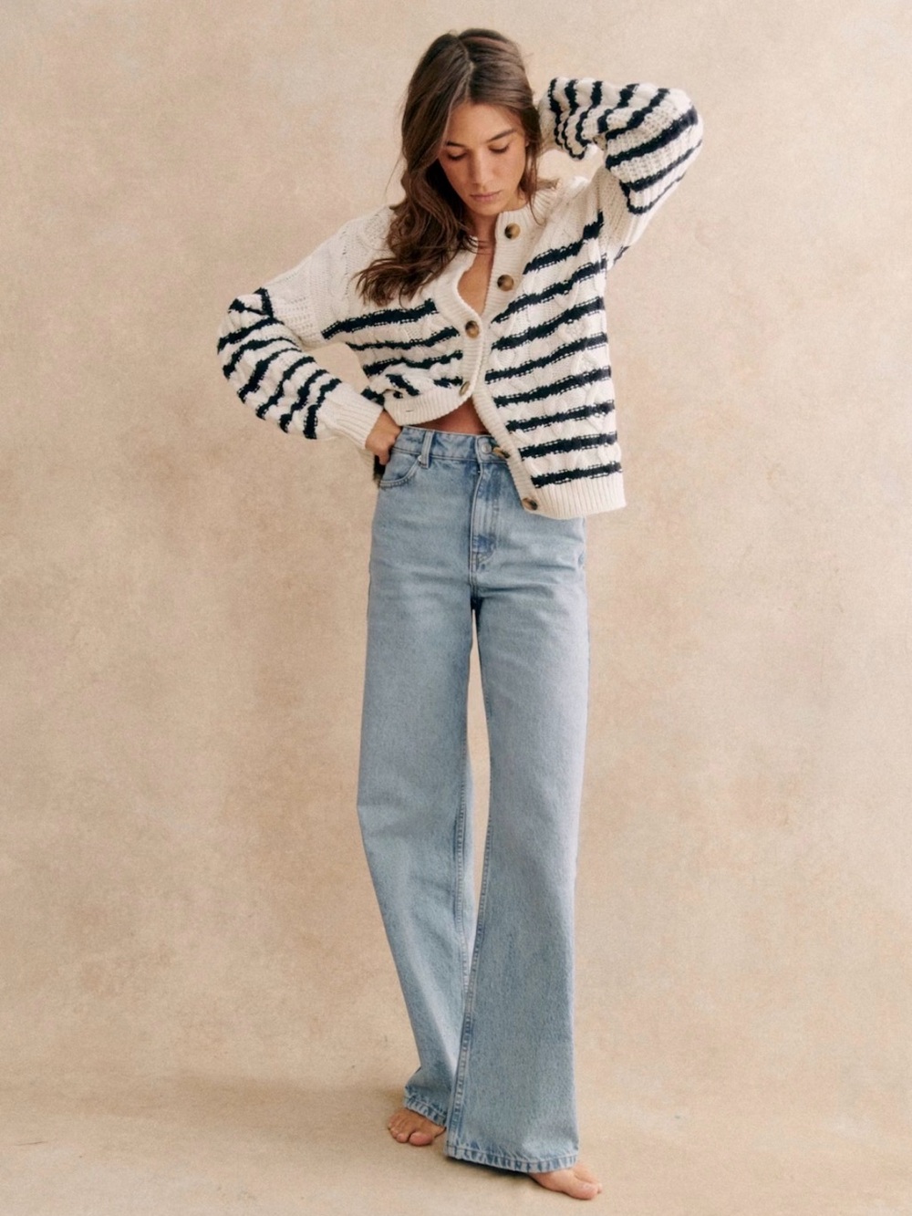 Sezane The Wide Leg Trousers Light Blue - Size 14